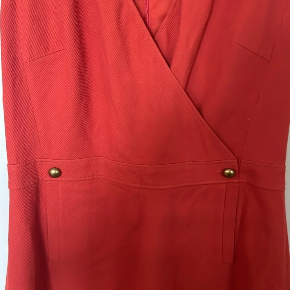 Tory Burch Size 14 Burnt Orange Gorgeous Dress Gold Accent Buttons Pockets Lined